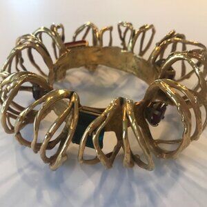 Spiral and Multi Stone Bracelet by Joanne Cooper.  18K Gold Plated and signed.